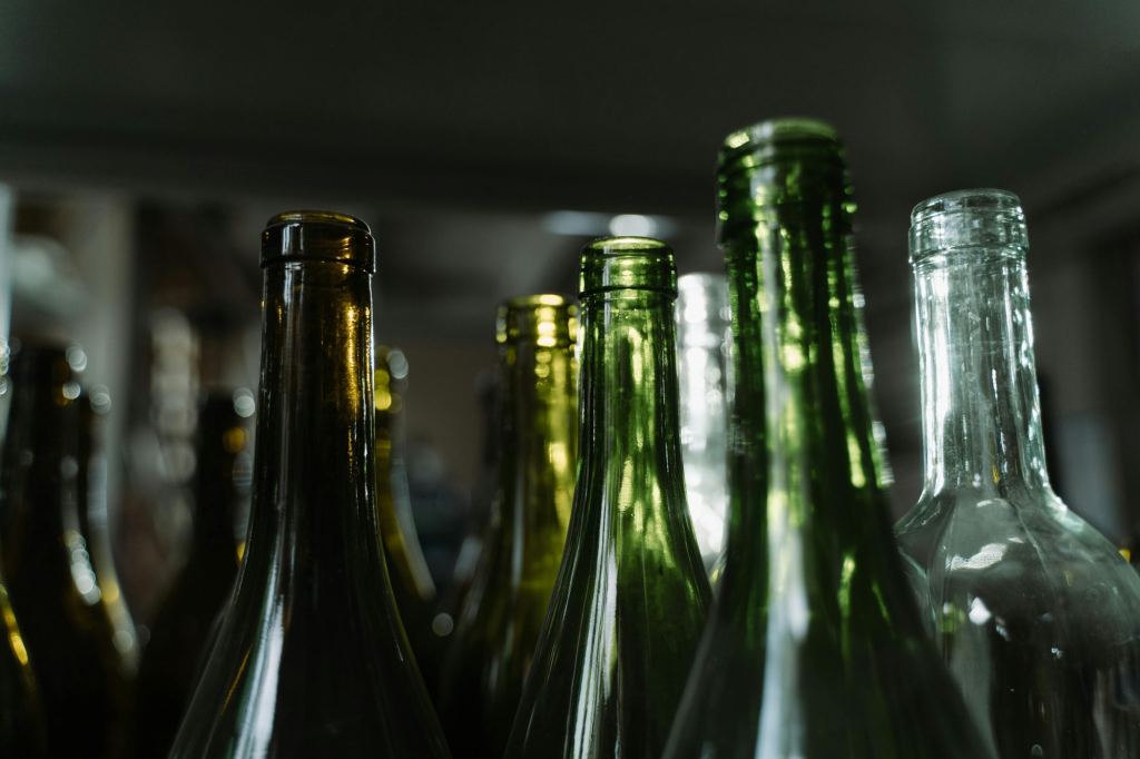 empty green bottles